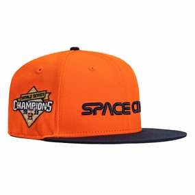 New Era 59Fifty Houston Astros 2022 World Series Champions Patch Space City Hat - Orange. Navy